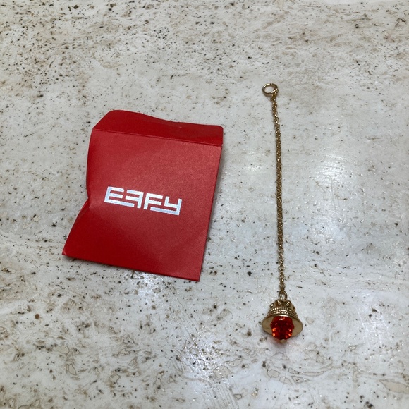 EFFY Bells Handbag Charm Collection Gold Tone Bell on Chain with Red Crystal - Picture 1 of 2